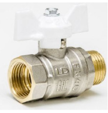 Кран шаровой латунный LD Pride 1/2 ВР/НР бабочка белая ручка 47.302.15 W