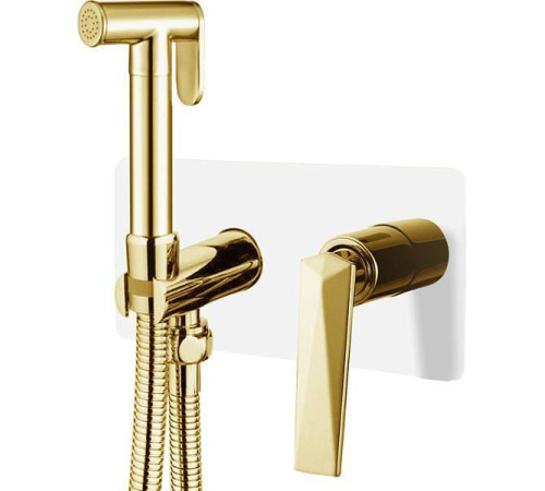 Гигиенический душ Boheme Venturo со смесителем белый глянцевый/золото 387-W