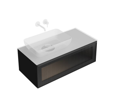 Тумба подвесная Kerama Marazzi ICONICO 100 см 1 ящик с рифленым стеклом черный IC.100.1\BLK / CO5.SG50008220R\100