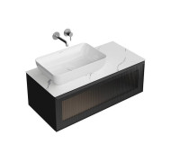 Тумба подвесная Kerama Marazzi ICONICO 100 см 1 ящик с рифленым стеклом черный IC.100.1\BLK / CO5.SG50008220R\100