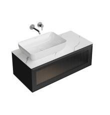 Тумба подвесная Kerama Marazzi ICONICO 100 см 1 ящик с рифленым стеклом черный IC.100.1\BLK / CO5.SG50008220R\100