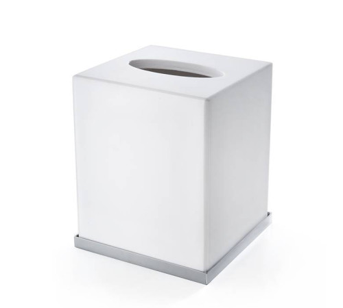 Контейнер для бумажных салфеток настольный 3SC Mood Deluxe White 12х12х14 см белый матовый/хром MDW71ASL
