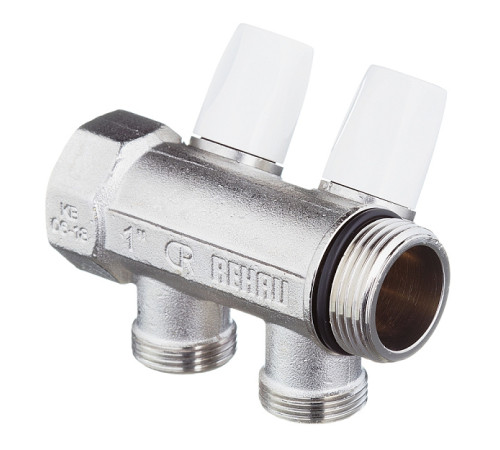 Коллектор с шаровыми кранами REHAU 1 x 3/4 на 2 выхода 11316441001