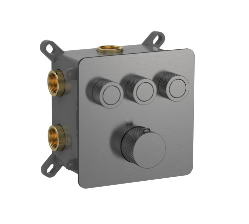 Термостат встраиваемый AquaMoon на 3 потребителя с внутренней частью металл AQM8812GM