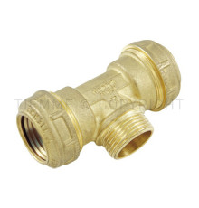 Тройник переходный компрессионный латунный Tiemme 40 мм х 1 1/4 НР х 40 мм 3410036