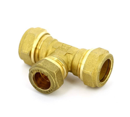 Тройник обжимной латунный Tiemme 18х15х18 мм 1100104