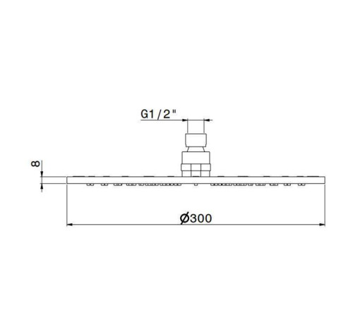 Верхний душ Newform X-STEEL 316 d30 см без кронштейна G1/2 INOX 26534X.50.050