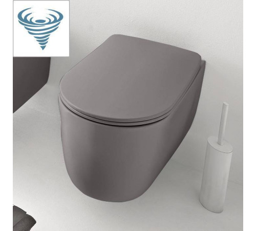 Унитаз безободковый подвесной Kerasan Nolita 55х35 см Tornado с креплениями WB9N серый матовый 531589