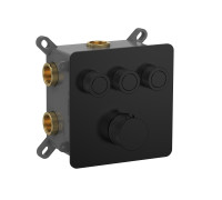 Термостат встраиваемый AquaMoon на 3 потребителя с внутренней частью черный матовый AQM8812MB