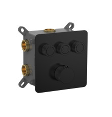 Термостат встраиваемый AquaMoon на 3 потребителя с внутренней частью черный матовый AQM8812MB