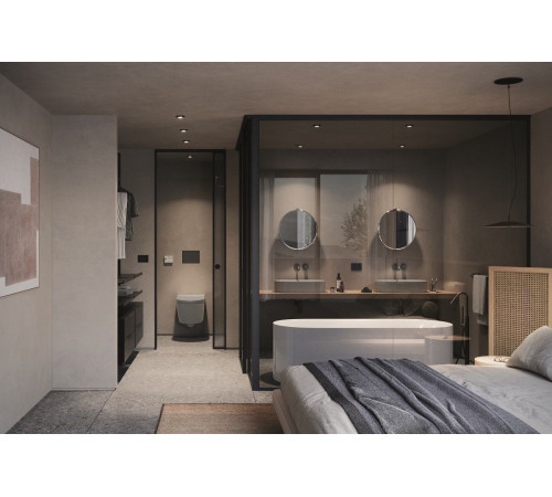 Унитаз-биде подвесной GSI WClean безободковый 590х375 мм матовый Cenere 7418K17