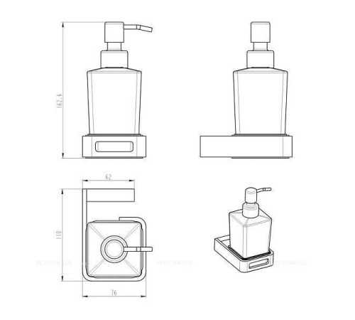 Дозатор для жидкого мыла подвесной Boheme Q белый 10957-MW