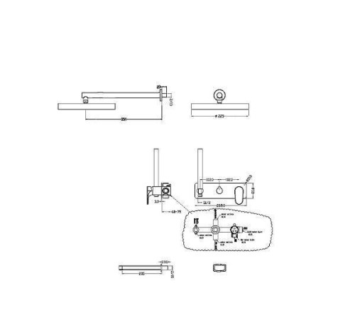 Душевой комплект встраиваемый Boheme Spectre верхний душ 22.5 см бронза 454-2-BR