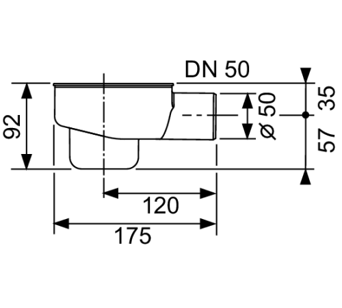 Сифон для дренажного канала TECE drainline 0.8 л/с DN 50 боковой выпуск 650001