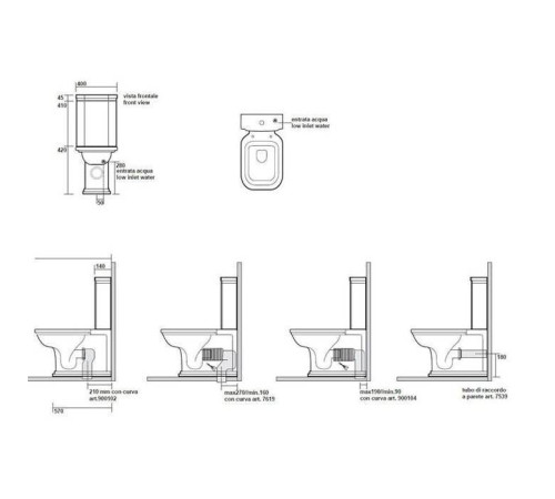 Унитаз-моноблок Kerasan Waldorf 68х40 см белый/золото 417901/411701/760391/756991