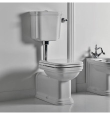 Унитаз напольный удлиненный Kerasan Waldorf 65х37 см с низким бачком и трубой белый/хром 411601/418201/751390/760390/757190