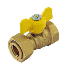 Кран шаровой для газа Tiemme 1 НГ х 3/4 ВР бабочка 2220041