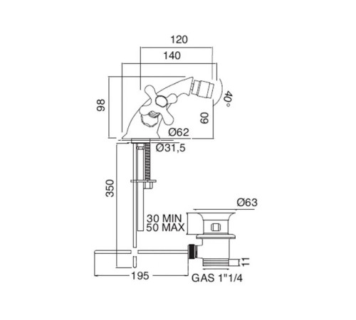 Смеситель для биде Sbordoni Etruria с донным клапаном бронза ET76BR