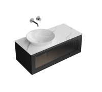 Тумба подвесная Kerama Marazzi ICONICO 100 см 1 ящик с рифленым стеклом черный IC.100.1\BLK / CO3.SG50008220R\100