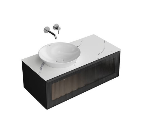 Тумба подвесная Kerama Marazzi ICONICO 100 см 1 ящик с рифленым стеклом черный IC.100.1\BLK / CO3.SG50008220R\100