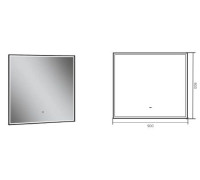 Зеркало Aqman с LED подсветкой 900x800 мм черный AQM9113B