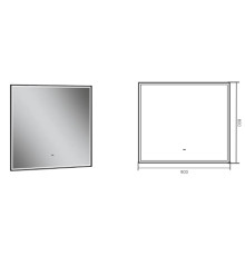 Зеркало Aqman с LED подсветкой 900x800 мм черный AQM9113B