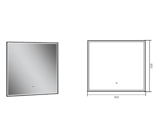 Зеркало Aqman с LED подсветкой 900x800 мм черный AQM9113B