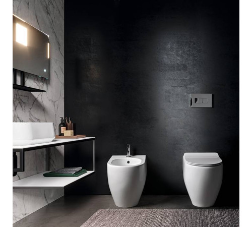 Биде напольное приставное Kerasan Flo 53 см 1 отверстие белое 312601