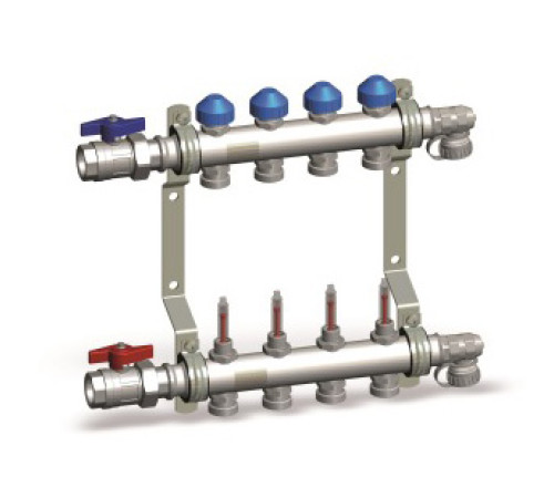 Комплект коллекторов Watts HKVT34 VA 1 на 2 выхода 3/4 EK с расходомерами 10029002