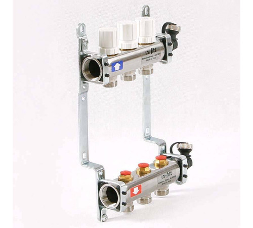 Коллекторная группа из нержавеющей стали Uni-Fitt 315S с регулировочными и термостатическими вентилями 1 x 3/4 EK 3 выхода 451I4303
