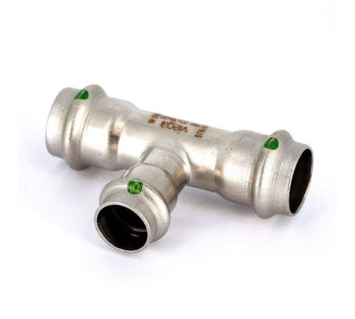 Тройник пресс Viega Sanpress Inox 22x18x22 мм нержавеющая сталь 435943