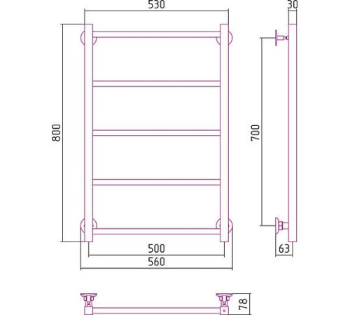 Полотенцесушитель водяной Стилье Версия-КН 56x80 см без покрытия 00640-8050