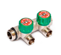 Коллектор с вентилями Uni-Fitt 3/4 2 выхода 1/2 90° 50 мм под плоскую прокладку 411N3220