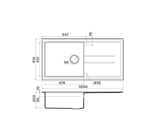 Кухонная мойка Omoikiri Tedori 100-BL Tetogranit 100x51 см черный 4993916