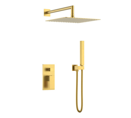 Душевой комплект встраиваемый Boheme Qubic со смесителем и верхним душем matt gold 474-3-MG