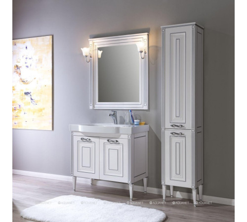 Тумба под раковину Aquanet Паола 90 белый с патиной серебро 00181762