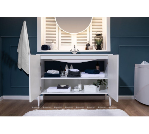 Тумба под раковину Aquanet Паола 120 белый/патина серебро 00181763