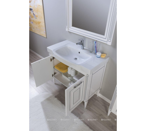 Тумба под раковину Aquanet Паола 120 белый/патина серебро 00181763