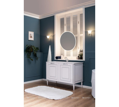 Тумба под раковину Aquanet Паола 120 белый/патина серебро 00181763