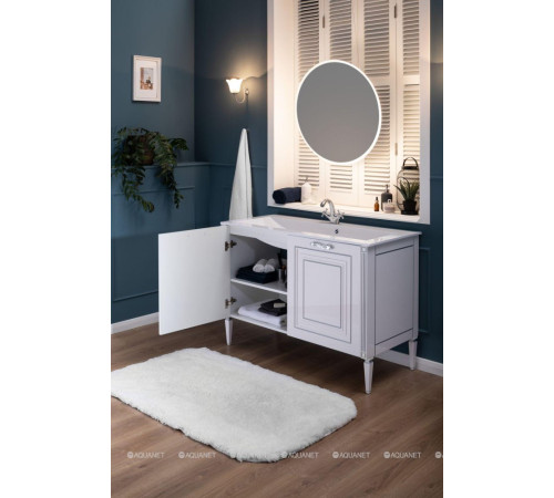 Тумба под раковину Aquanet Паола 120 белый/патина серебро 00181763