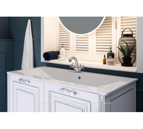 Тумба под раковину Aquanet Паола 120 белый/патина серебро 00181763