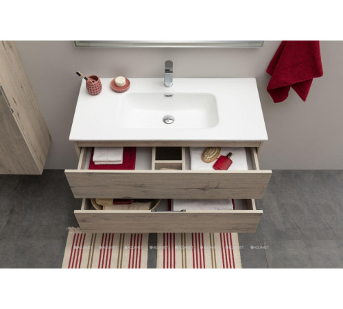 Тумба под раковину Aquanet Алвита New 100 подвесная дуб веллингтон белый 00277521