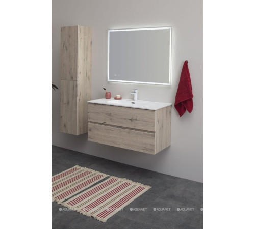 Тумба под раковину Aquanet Алвита New 100 подвесная дуб веллингтон белый 00277521