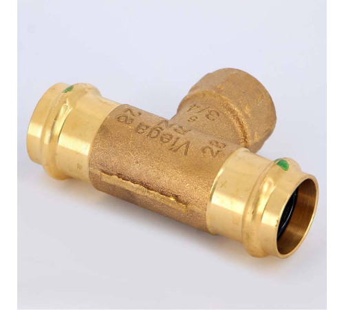 Тройник пресс-В Viega Sanpress 28х3/4х28 бронза 313968