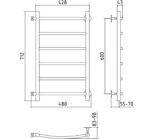 Полотенцесушитель водяной Стилье Версия-Б2 48x71,2 см без покрытия 00612-6040
