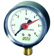 Манометр FAR 0-10 бар 63 мм радиальный с алюминиевым циферблатом FA 2505 R10