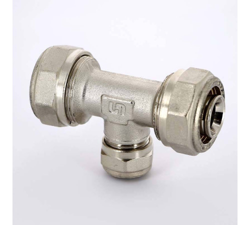 Тройник обжимной никелированный Uni-Fitt 26х16х26 мм 666N8680