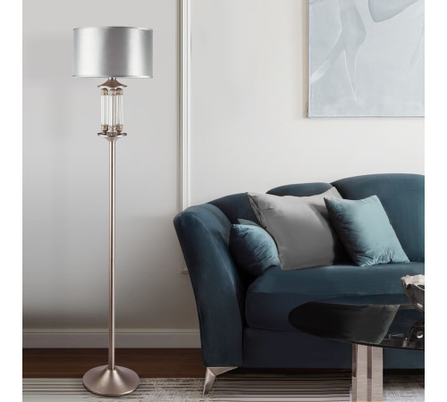 Классический торшер с абажуром 01046/1 сатин-никель