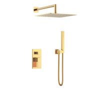 Душевой комплект встраиваемый Boheme Qubic со смесителем и верхним душем gold 474-3-G