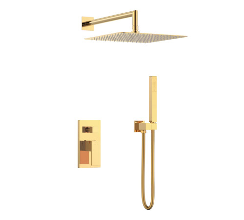 Душевой комплект встраиваемый Boheme Qubic со смесителем и верхним душем gold 474-3-G